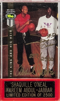 1992 Kareem Abdul-Jabbar and Shaquille ONeal Signed "THE KING AND HIS HEIR" Card (LE 297/2500)